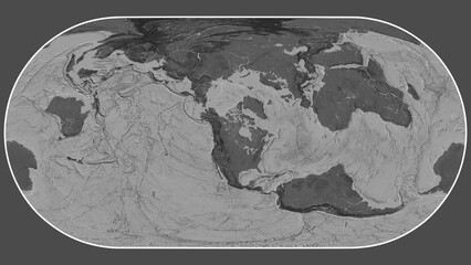 North American plate - global map. Eckert III. Bilevel