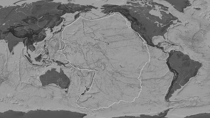 Pacific plate outlined. Eckert III. Bilevel