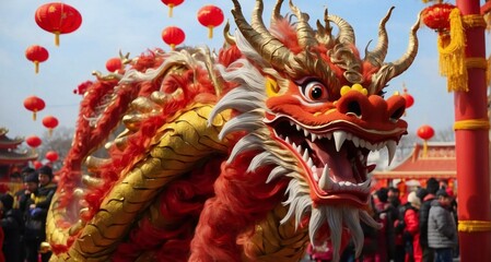 Fototapeta premium Chinese dragon as a character for the dragon dance at the Chinese New Year festival