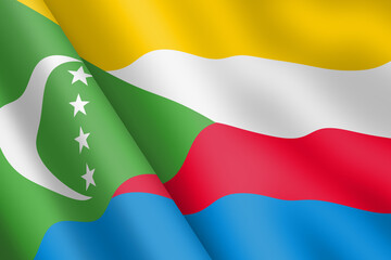 Comoros waving flag 3d illustration wind ripple