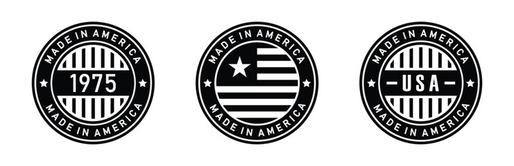 Made in USA icon, Made in America label icon, vector illustration