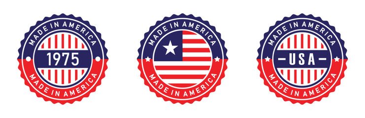 Made in USA icon, Made in America label icon, vector illustration
