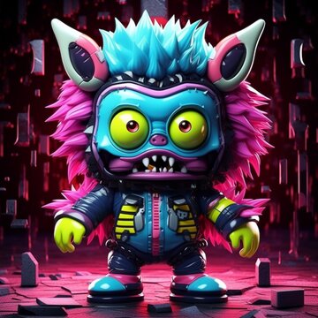 AI Generated Vinyl figure kawaii art style monster figures pictures