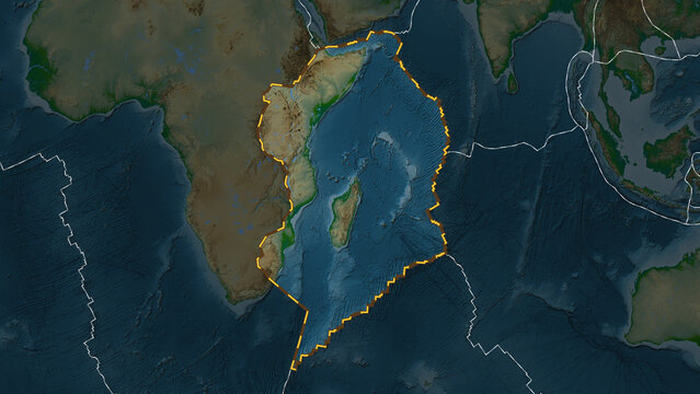 Somalian plate highlighted. Fahey. Physical