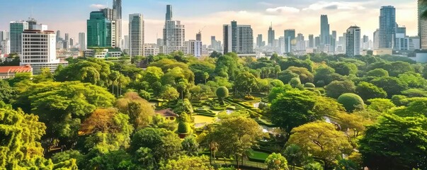 Bangkok cityscape with modern skyscrapers in southeast asia - obrazy, fototapety, plakaty