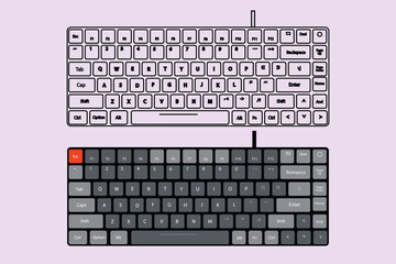 Mechanical computer keyboard icon Trendy Technology, Ergonomic, Vector Illustration Background