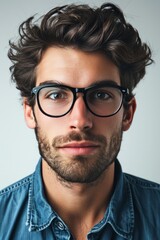 Obraz premium portrait of a handsome young man wearing eyeglasses