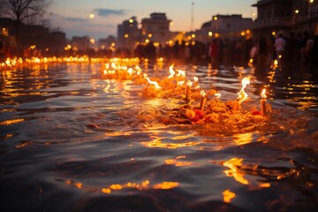 Indian holika dahan. captivating bonfire ritual reflecting vibrant celebration lifestyle