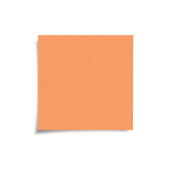 Orange color sticky note with shadow front view