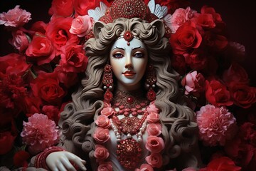 Navratri festival. Beautiful indian goddess Durga Mata in vibrant celebrations of hindu culture