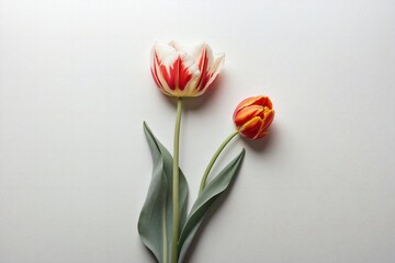 tulips on white background, copy space