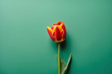 red tulip on background with copy space