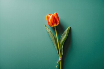 orange tulip on background with copy space