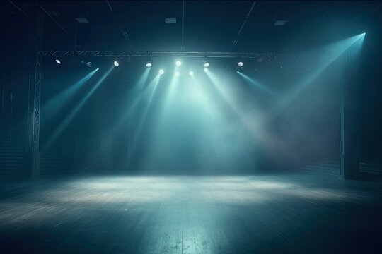 A dazzling display of artistry as the lens flare dances through the darkness, guided by the pulsing lights and melodic music on the wood-floored stage