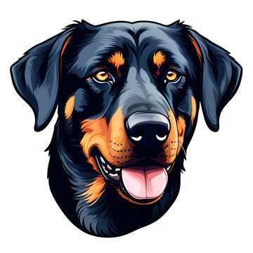 beauceron dog puppy breed cartoon vector art illustration, isolated on white background, logo icon, transparent PNG Logo icon sticker