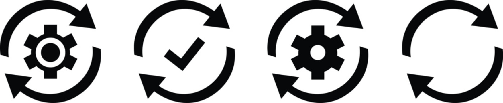 Set of round convenient icon like easy pay or update. concept of replace or swap symbol and quality control. linear trend modern synchronize logotype graphic stroke art design web element.