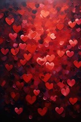 Abundant Love in Red - A Sea of Bright Hearts Against Stark Red in a Valentine's Day Concept