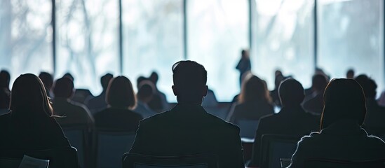 Speaker at business workshop and presentation Audience at the conference room. Copy space image. Place for adding text