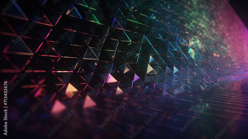 Aufkleber Abstract background with structure of neon triangles and technology style