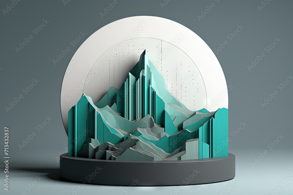 Poster abstract business graph in mountain style. data bars concept element for business