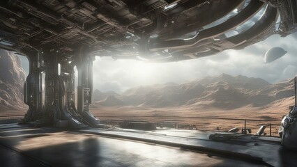 driving through the tunnel  Digital created sci fi scenery.   render  