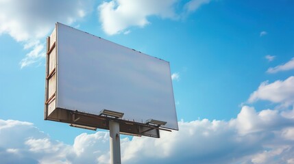 Blank Billboard Against a Cloudy Blue Sky Ready for Advertising