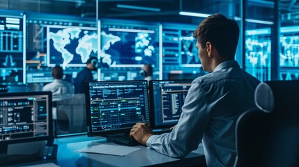 Fototapeta premium Digital Defense Center: Safeguarding Corporate Networks
