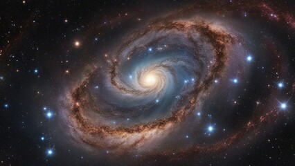 spiral galaxy in space  A celestial view of the starfield and galaxy in outer space. The image shows the diversity  