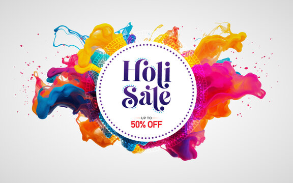 Happy Holi Festival Sale Background Design Template