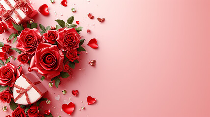 Valentines Day Background Red Rose with copy space for text