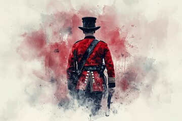 British soldier portrait Illustration. Soldier of United Kingdom, Great Britain watercolor colors Illustration
