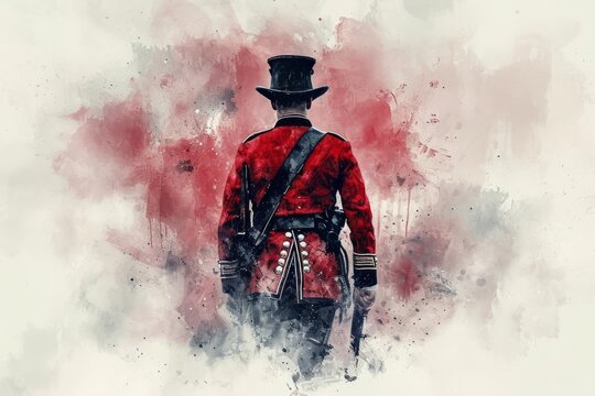 British soldier portrait Illustration. Soldier of United Kingdom, Great Britain watercolor colors Illustration