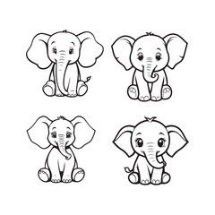 Cute Elephant Coloring Page Outline