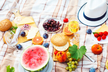Top view summer garden picnic