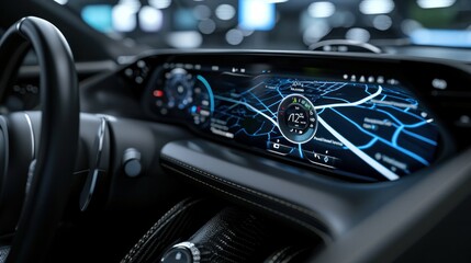 Modern sports car navigation display - 3D illustration    