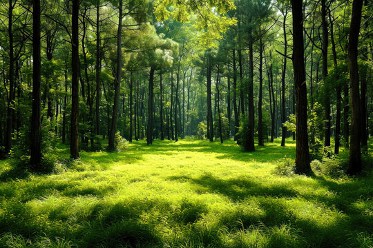Imagen de un bosque creciendo saludablemente después de una iniciativa de reforestación, Generado con IA