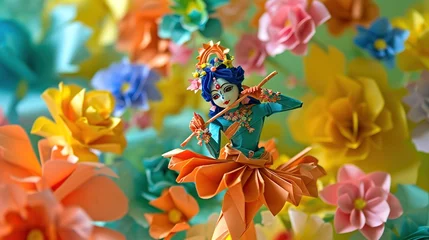 Fotobehang Origami of Indian Gods Like Paper Crafts © FantasyDreamArt