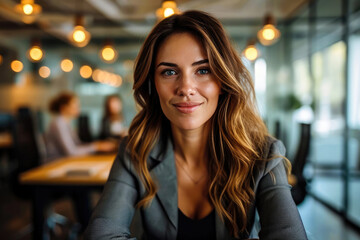 Obraz premium Mujer Líder Inspiradora: Retrato de una mujerpoderosa en el lugar de trabajo, empoderando a su equipo