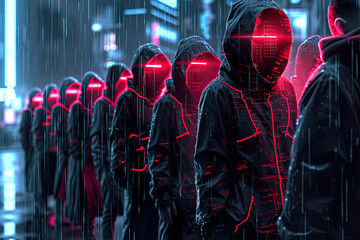 Personajes en un entorno digital protegido por escudos de seguridad, Seguridad digital, hakers, cyberseguridad

