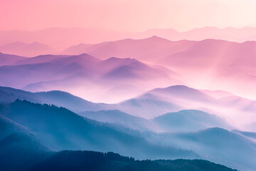 Fototapeta premium Mountain landscape with clouds in the morning, Landscape concept, generative ai