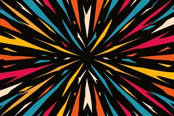 A Flashback to Elegance: Immerse in Dynamic Retro Revival with a Black Background Enriched by a Vibrant Multicolored Bolt Pattern, Ideal for Crafting a Timeless Webpage