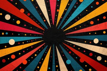 Groovy Bolt Symphony: Delve into the Dynamic Essence of Retro with a Multicolored Bolt Pattern set against a Commanding Black Background, Perfect for Crafting a Captivating Poster.