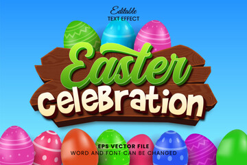 Easter day celebration 3d editable vector text effect