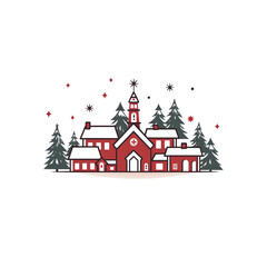 illustration of Christmas_village about Christmas