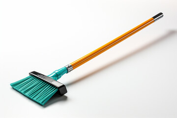 Brush for a floor with the blue handle ,Cleaning equipment on isolated background