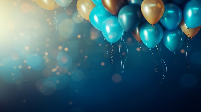 Happy birthday background with balloons and lights 