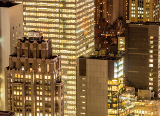View of New York Manhattan during sunset hours