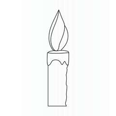 Continuous single line art drawing of candle light design and one line outline vector art illustration