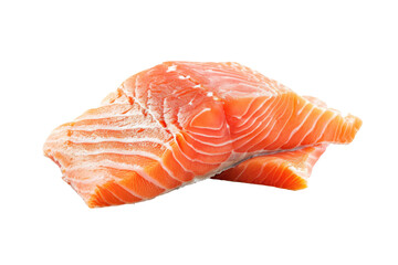 Raw salmon fillet isolated on transparent or white background