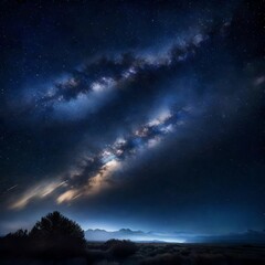 Naklejka premium A mesmerizing starry night with wispy clouds drifting across the sky. - Upscaling by @Badar